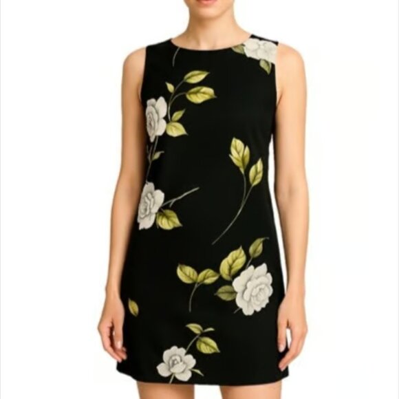 Gas & co Dresses & Skirts - Gas & Co White Black Green Sleeveless Floral Mini Tailored Dress Quality Medium